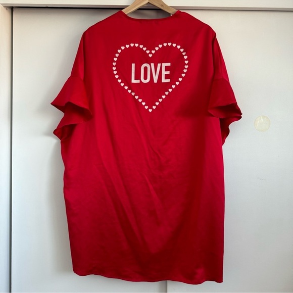 Victoria's Secret Red Love Heart Satin Robe Ruffled - Picture 2 of 5